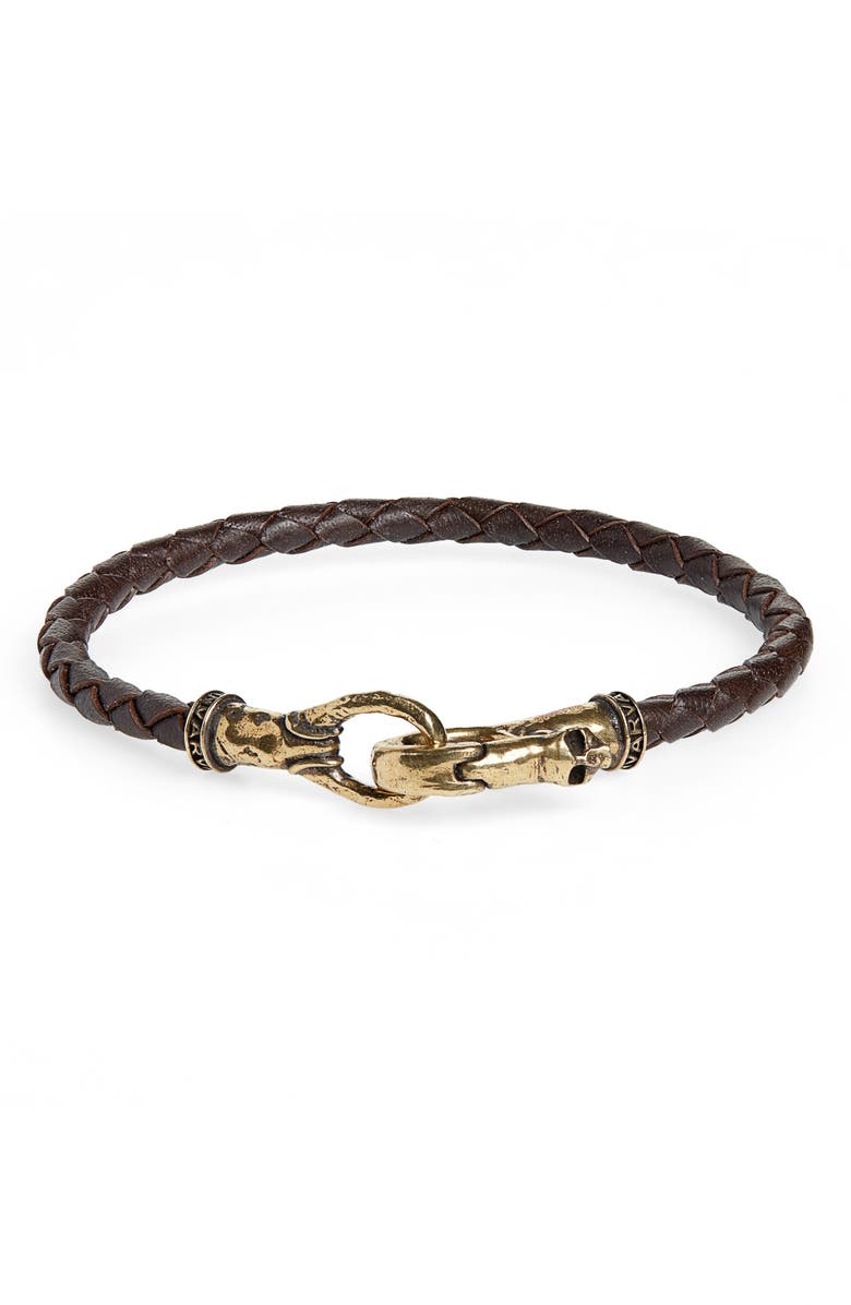 John Varvatos Braided Leather Bracelet, Main, color, 