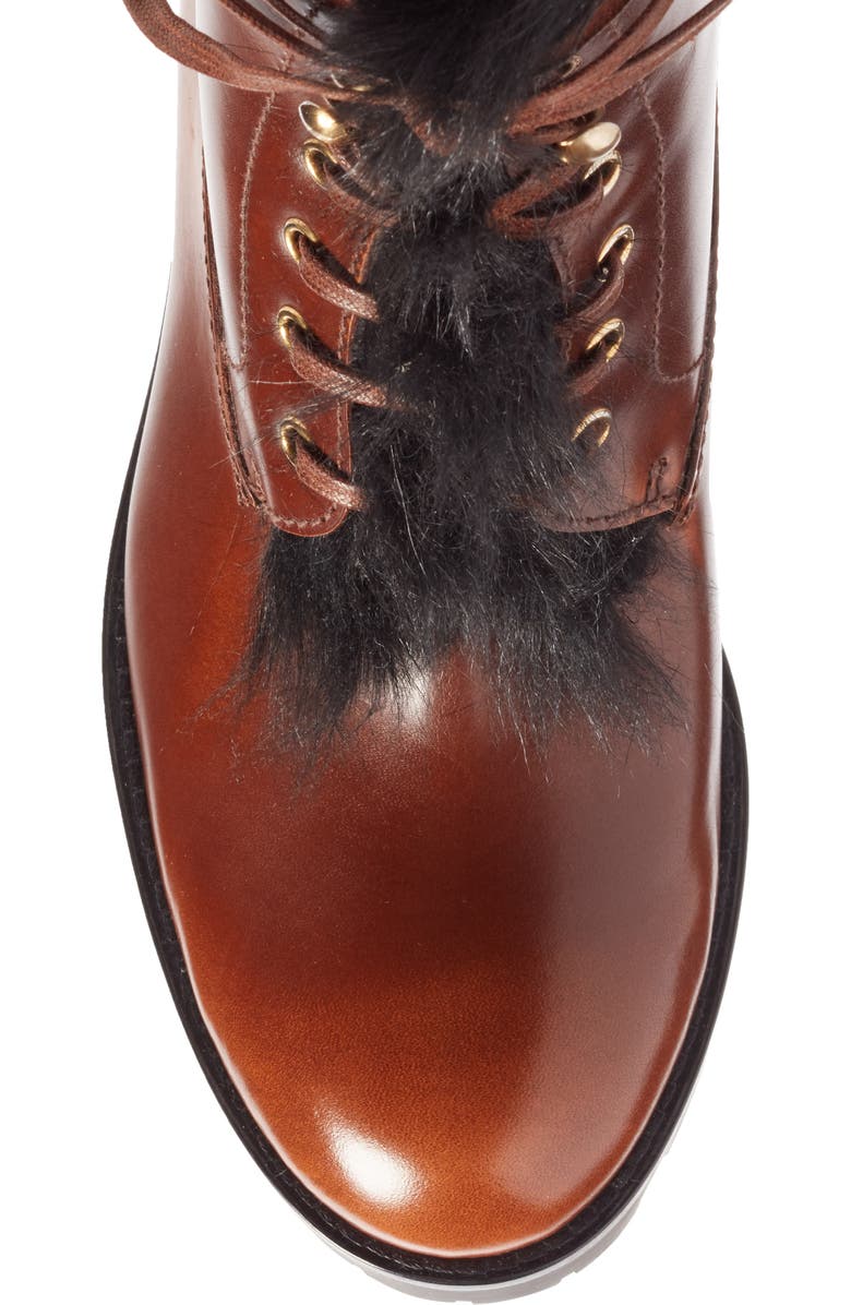 Prada Calfskin Boot with Genuine Shearling Trim, Alternate, color,