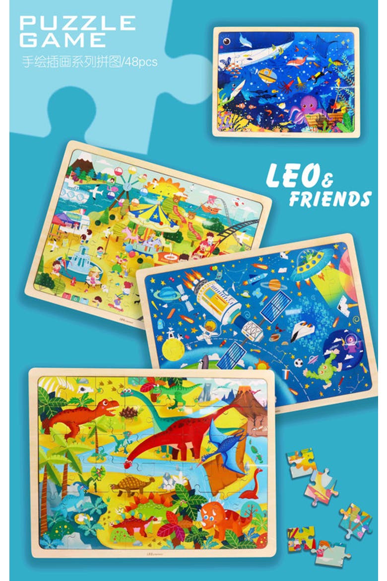 Space Exploration Kid's Puzzle, 48-Pieces for 3-Years-Old+, Alternate, color, Blue