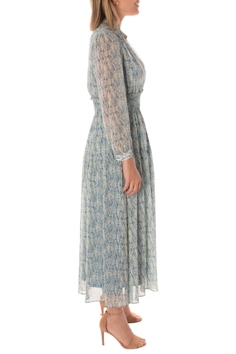 Long Sleeve Smocked Maxi Dress, Alternate, color, SAGE PERIWINKLE
