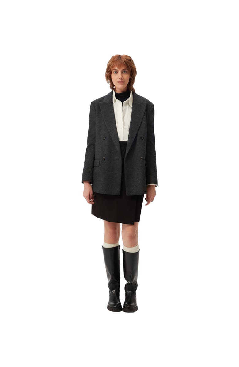 GOBI Mongolian Cashmere Double-Breasted Cashmere Blazer, Main, color, Charcoal