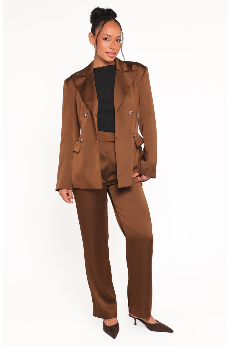 Trina Belted Satin Pants, Alternate, color, BROWN