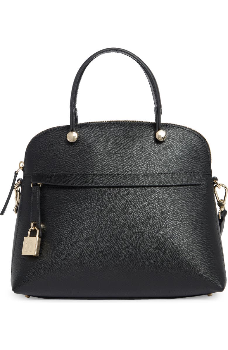 Furla Classic Dome Leather Handbag, Main, color, Nero