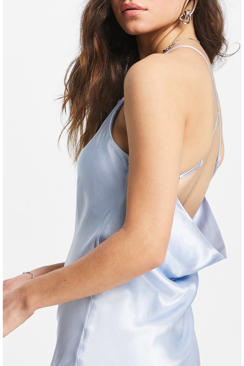 High Slit Satin Dress, Alternate, color, LIGHT BLUE