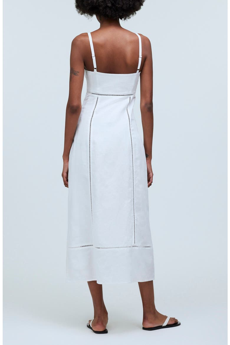 Sweetheart Neck Linen Blend Dress, Alternate, color, EYELET WHITE