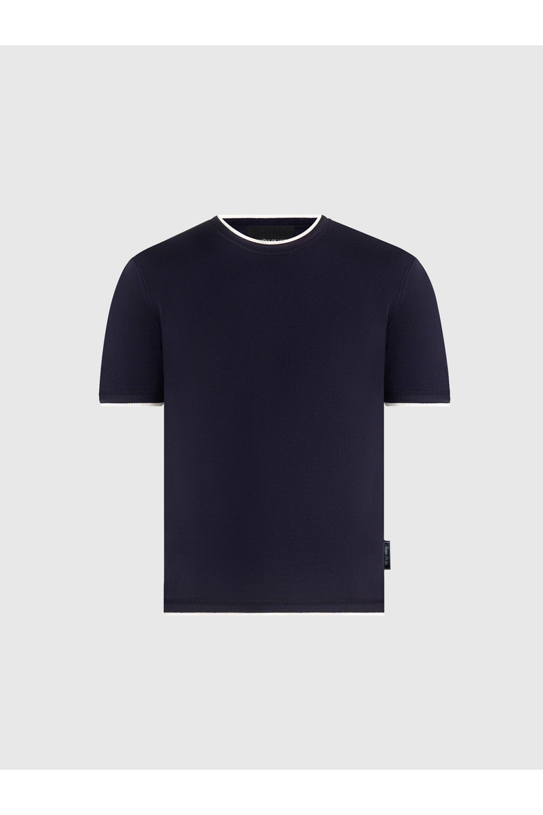 Wyatt Contrast Knit T Shirt, Alternate, color, Navy