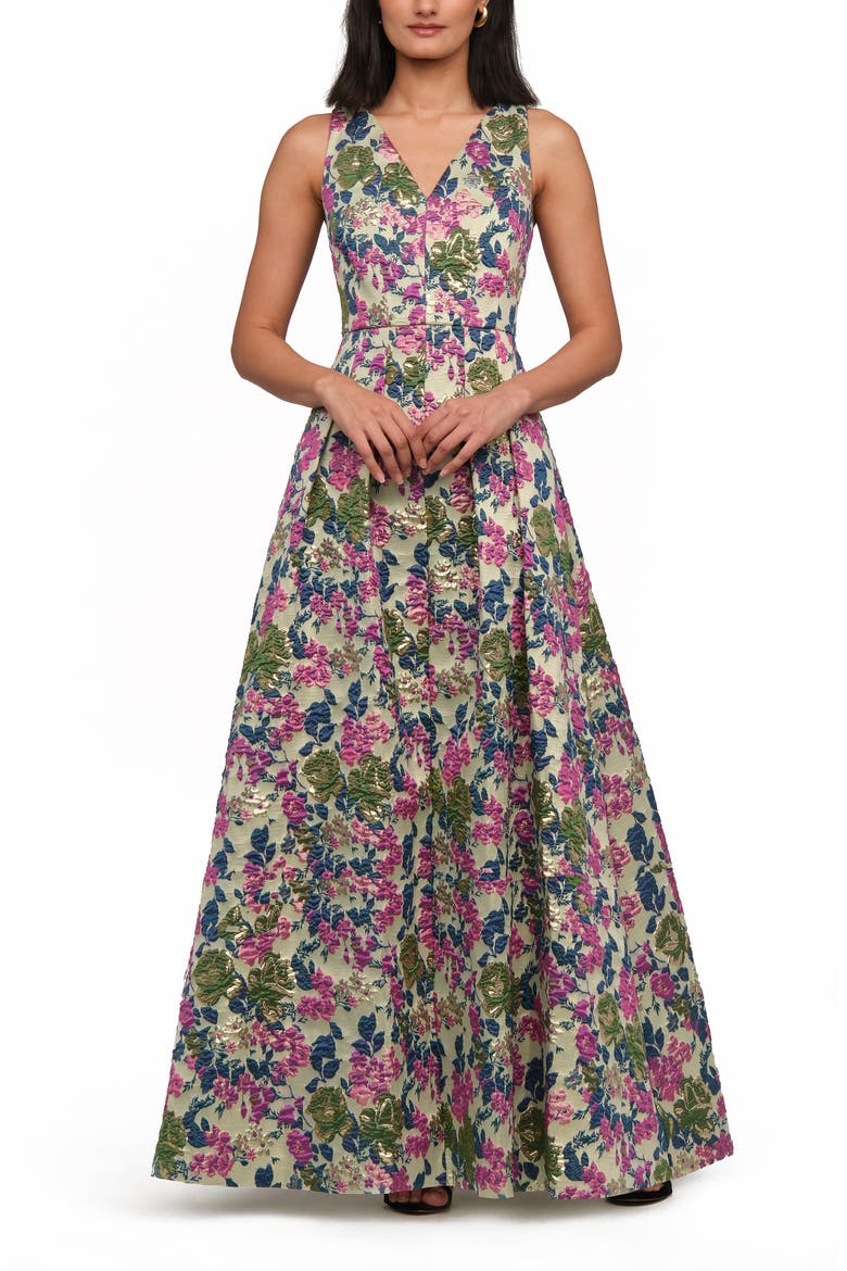 Madge Pleated Ballgown, Main, color, PALE GOLD