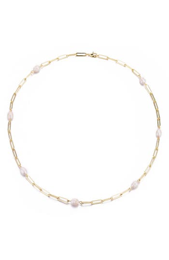 Adornia 14k Gold Plated Freshwater Station Necklace