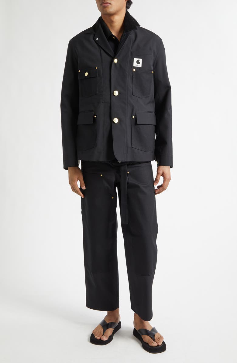 Sacai Carhartt WIP Duck Canvas Carpenter Pants, Alternate, color, Black