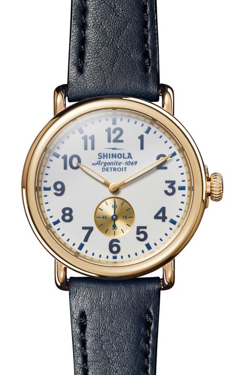 The Runwell Sub Second Leather Strap Watch, 41mm