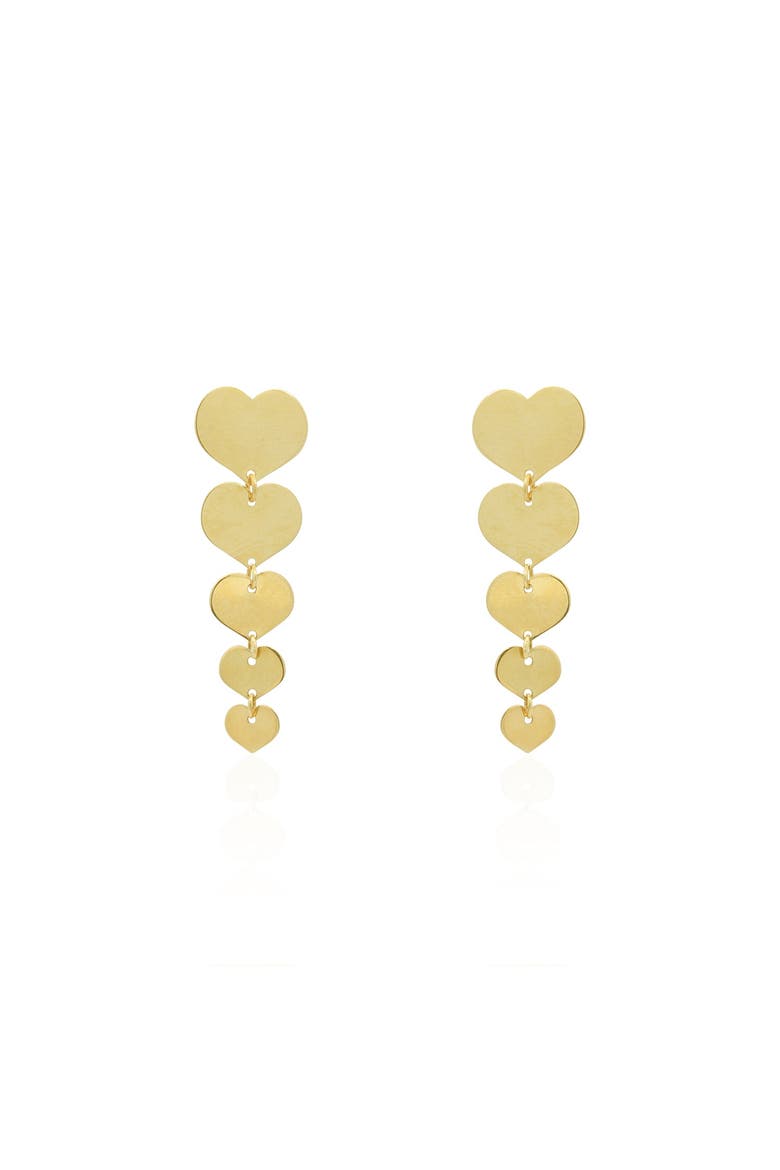 Gold Graduating Heart Dangle Earrings, Alternate, color, Yellow Gold