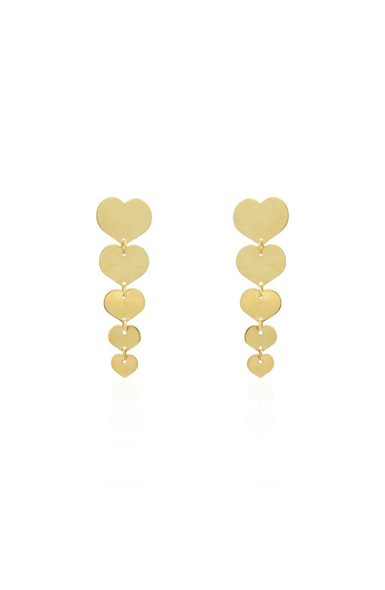 The Lovery Fine Jewelry Gold Graduating Heart Dangle Earrings, Alternate, color, Yellow Gold