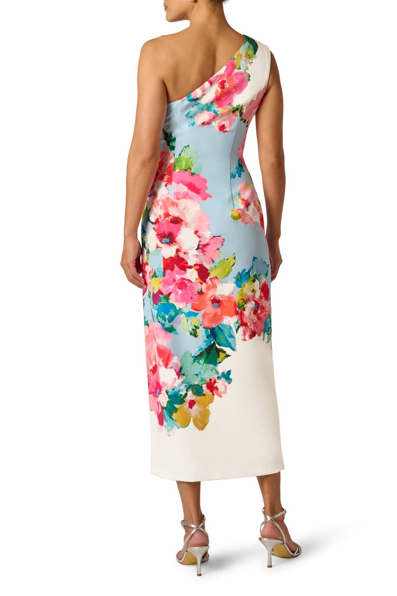 One-Shoulder Border Gown, Alternate, color, BLUE MULTI