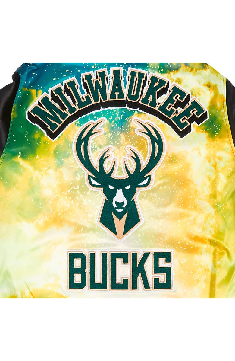 PRO STANDARD Men's Pro Standard Black Milwaukee Bucks Sublimated Satin Full-Snap Jacket, Alternate, color, Black
