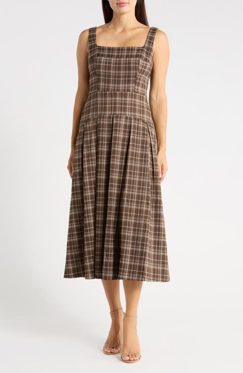 Pleated Fit & Flare Midi Dress