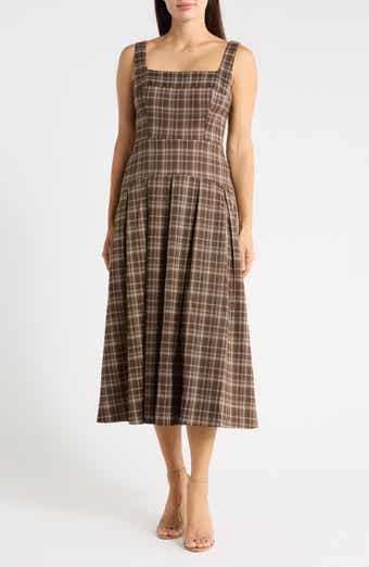 Pleated Fit & Flare Midi Dress