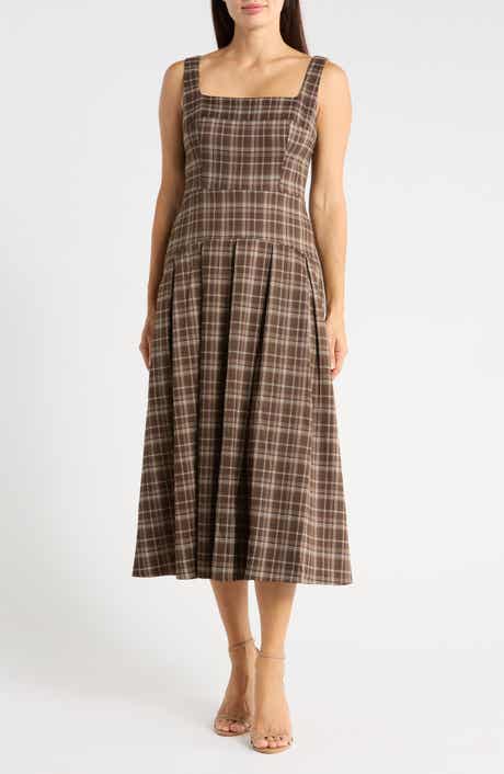 Pleated Fit & Flare Midi Dress