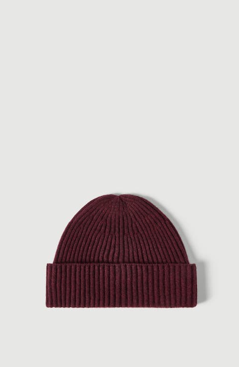 Cashmere English rib double knit beanie