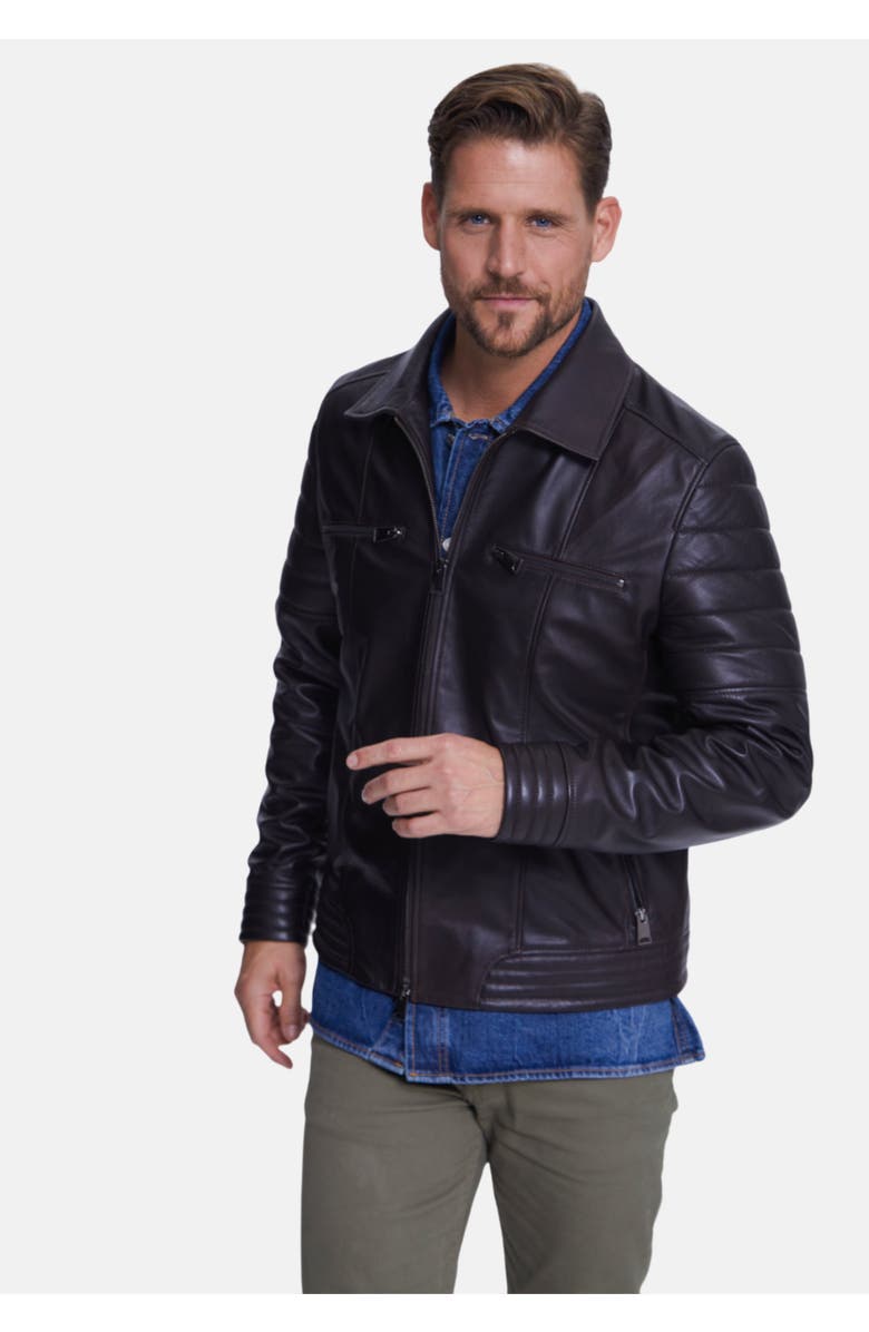 Furniq UK Sebastian Leather Jacket, Alternate, color, Brown