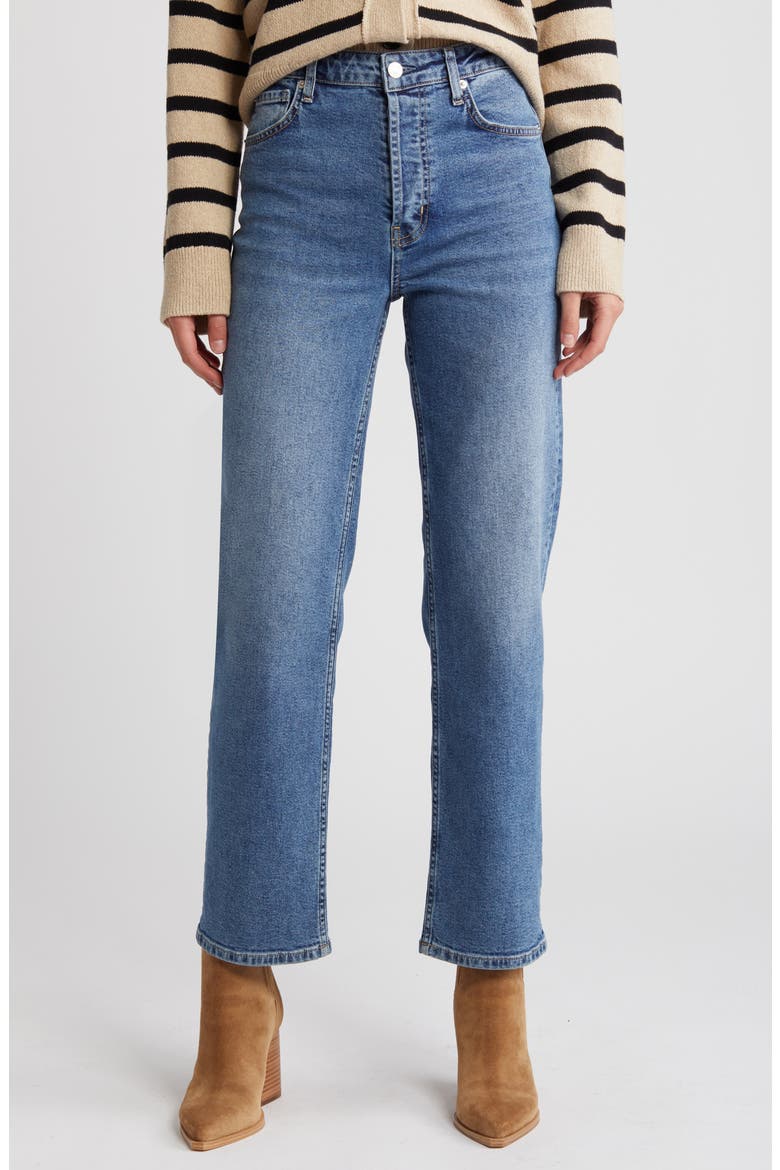 The Topanga High Waist Ankle Straight Leg Jeans, Main, color, BLUE STONE
