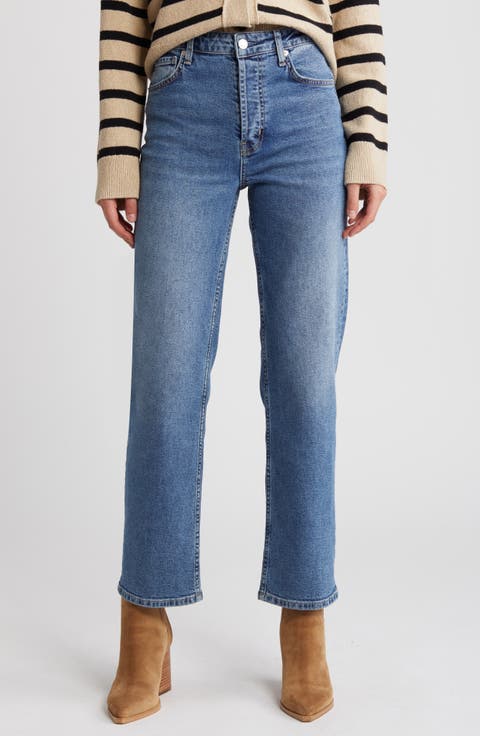 The Topanga High Waist Ankle Straight Leg Jeans (Blue Stone)