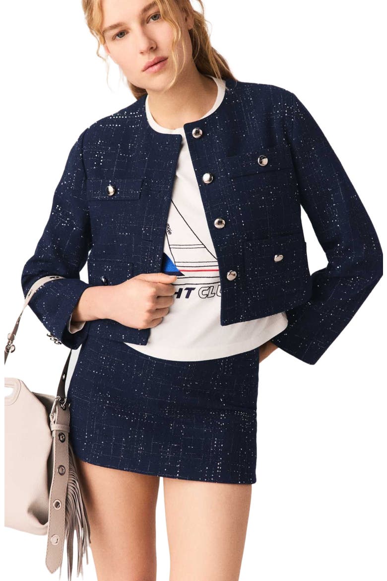 Short jacket with patch pockets, Alternate, color, Navy