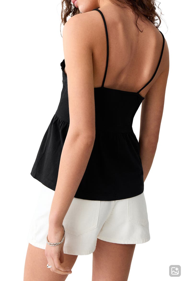 Embroidered Peplum Camisole, Alternate, color, BLACK