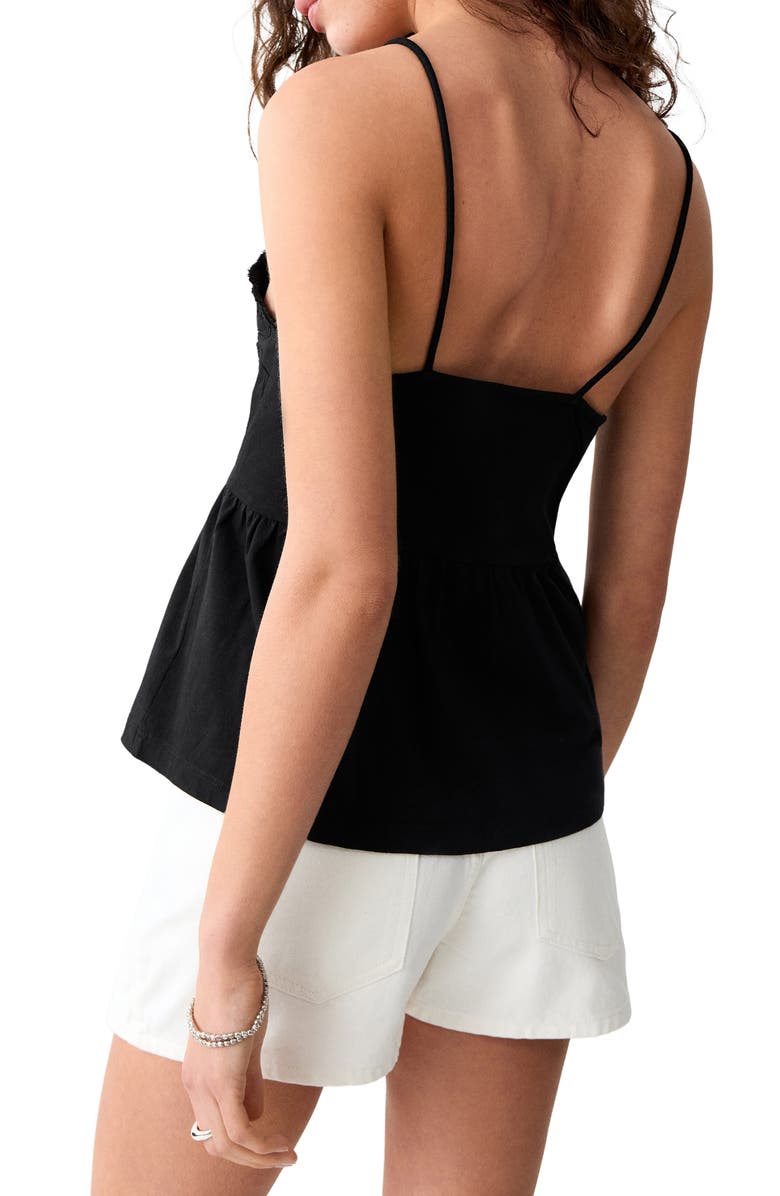 MANGO TEEN Embroidered Peplum Camisole, Alternate, color, Black