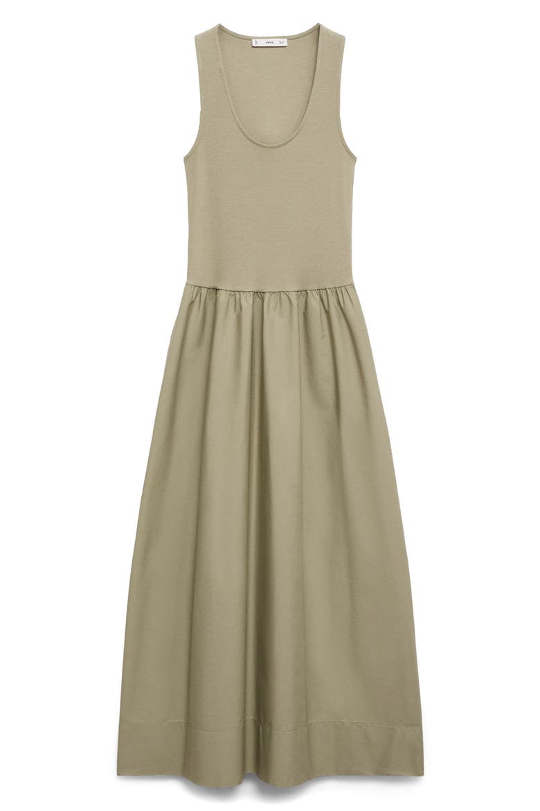 Valvi Mixed Media Maxi Dress, Alternate, color, KHAKI
