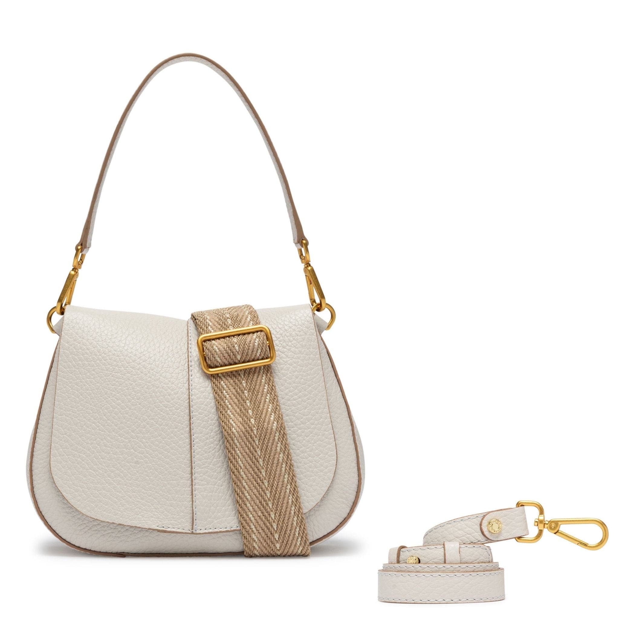 Helena Round Leather Shoulder Bag, Main, color, off-white