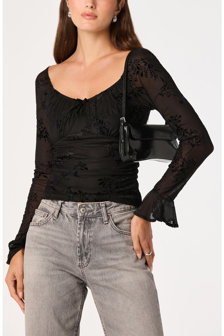 Belsie Burnout Mesh Top, Alternate, color, BLACK