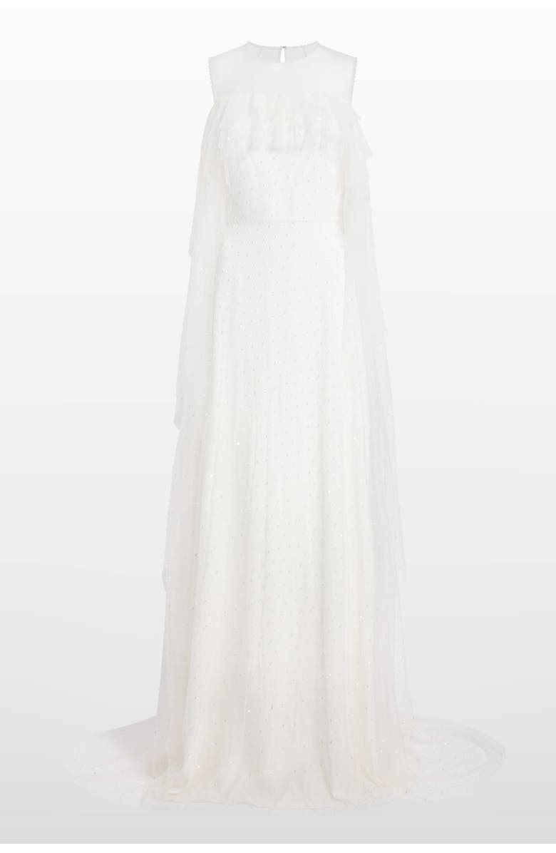 Jenny Packham Trevi Ruffled Dress, Main, color, Ivory