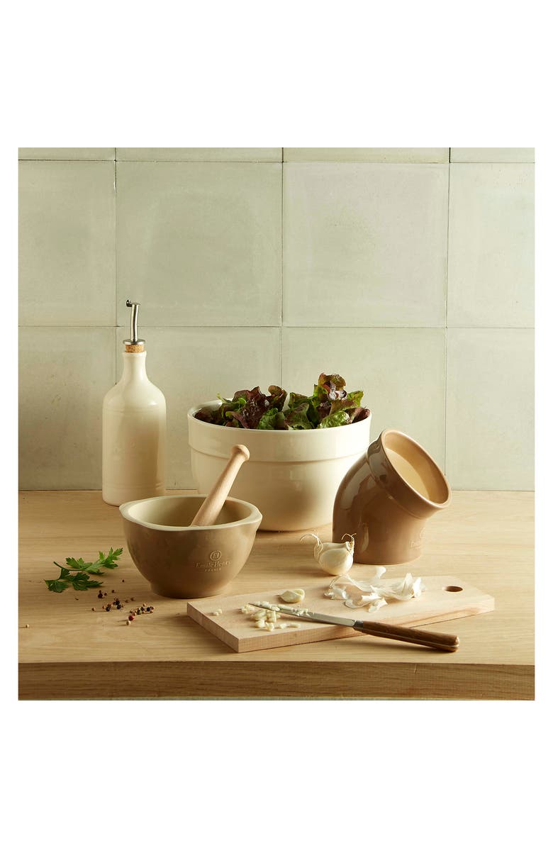 Emile Henry Made In France Mortar and Pestle, Alternate, color, Burgundy