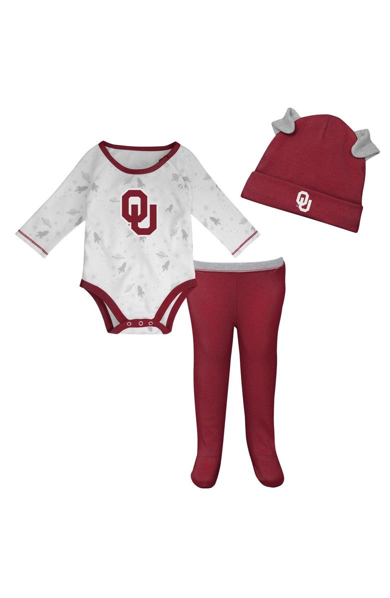 Outerstuff Newborn & Infant Crimson/White Oklahoma Sooners Dream Team Raglan Long Sleeve Bodysuit Hat & Pants Set, Main, color, Crimson