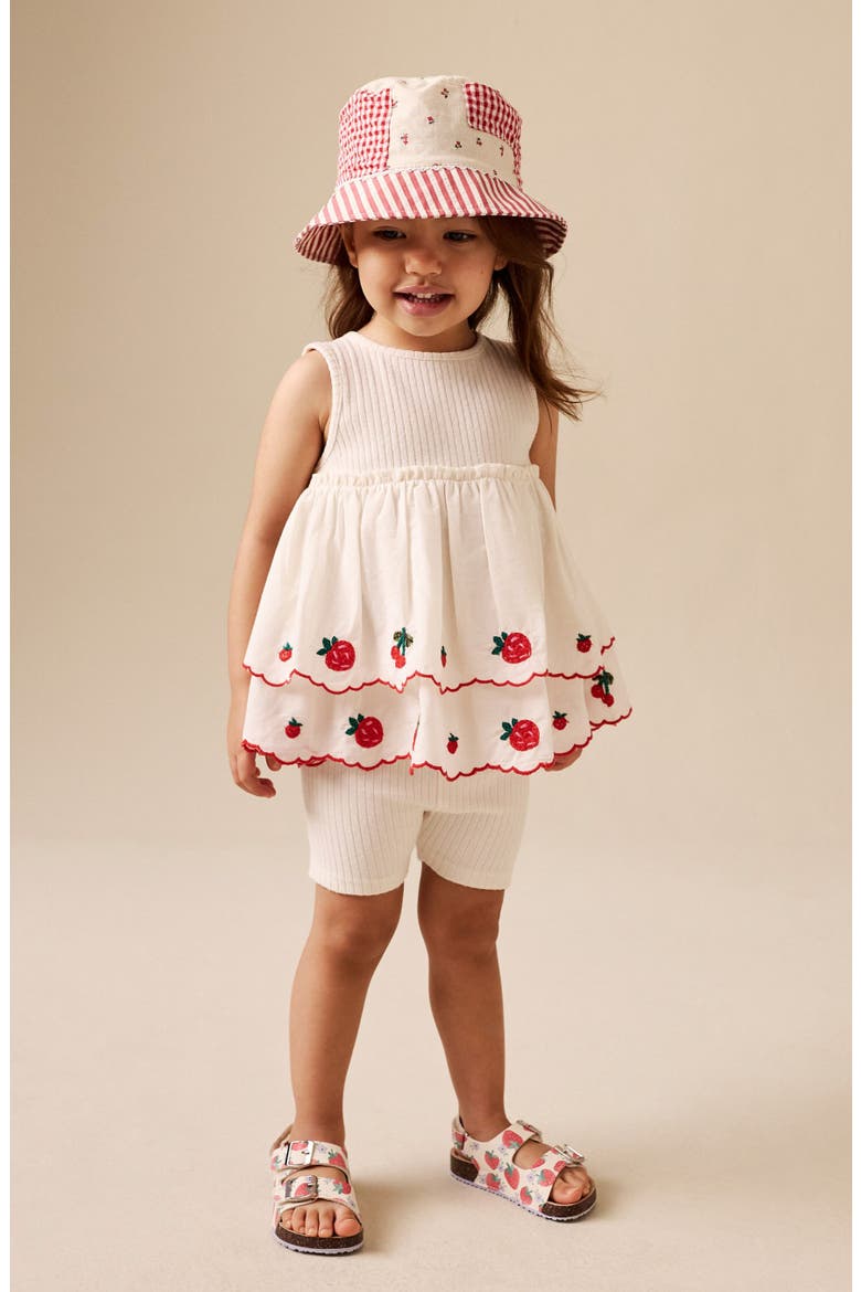 Kids' Frill Tank & Bike Shorts Set, Alternate, color, WHITE