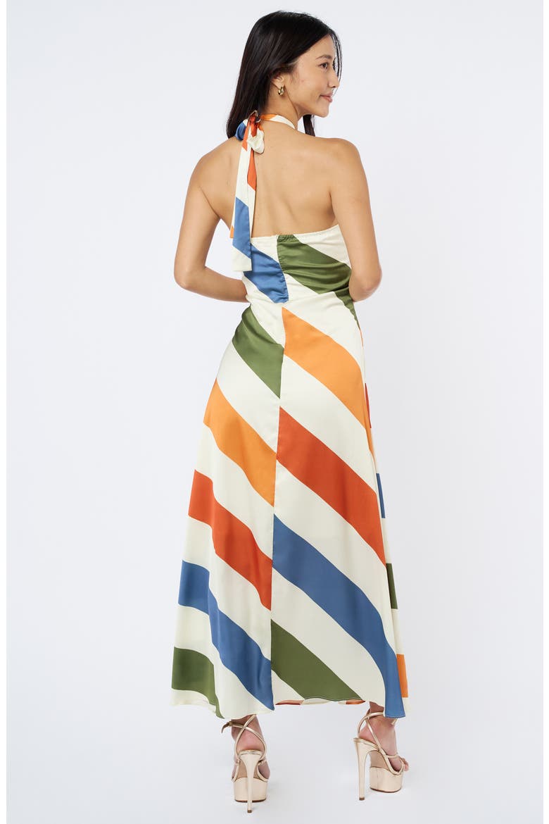 Jayla Diagonal Stripe Halter Dress, Alternate, color, WHITE MULTI
