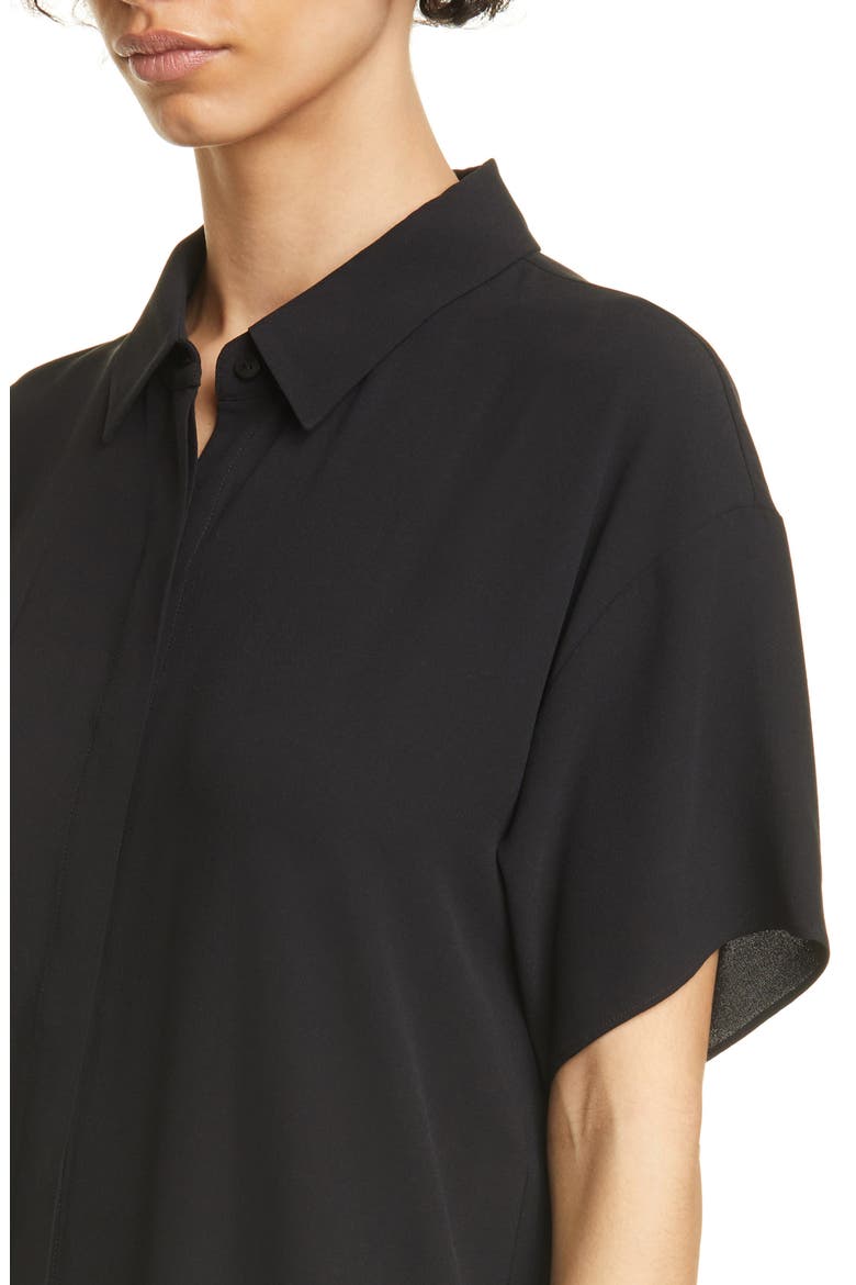Classic Collar Silk Shirtdress, Alternate, color, BLACK