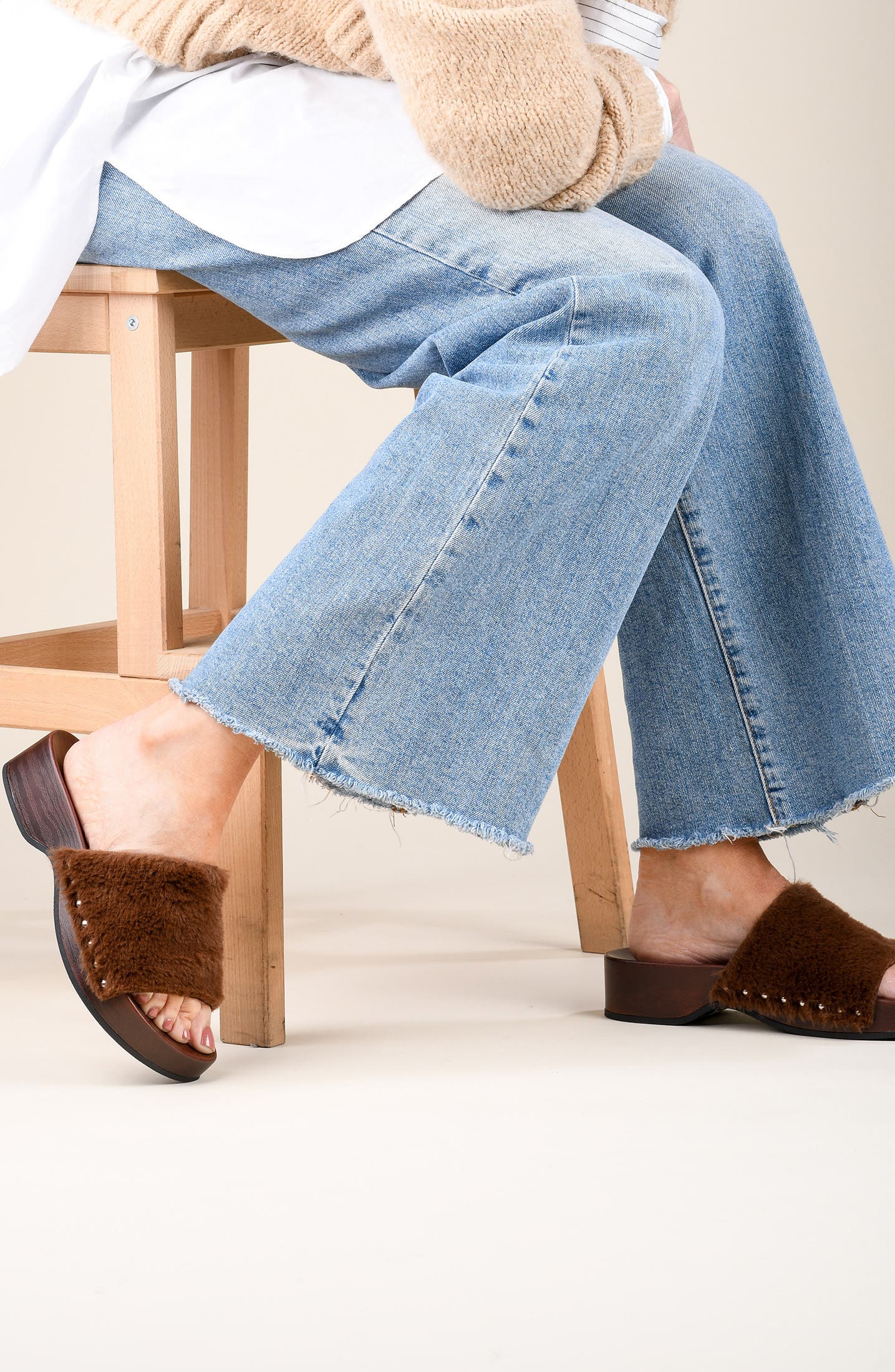 Windswell Faux Fur Slide Sandal, Alternate, color, CHOCOLATE