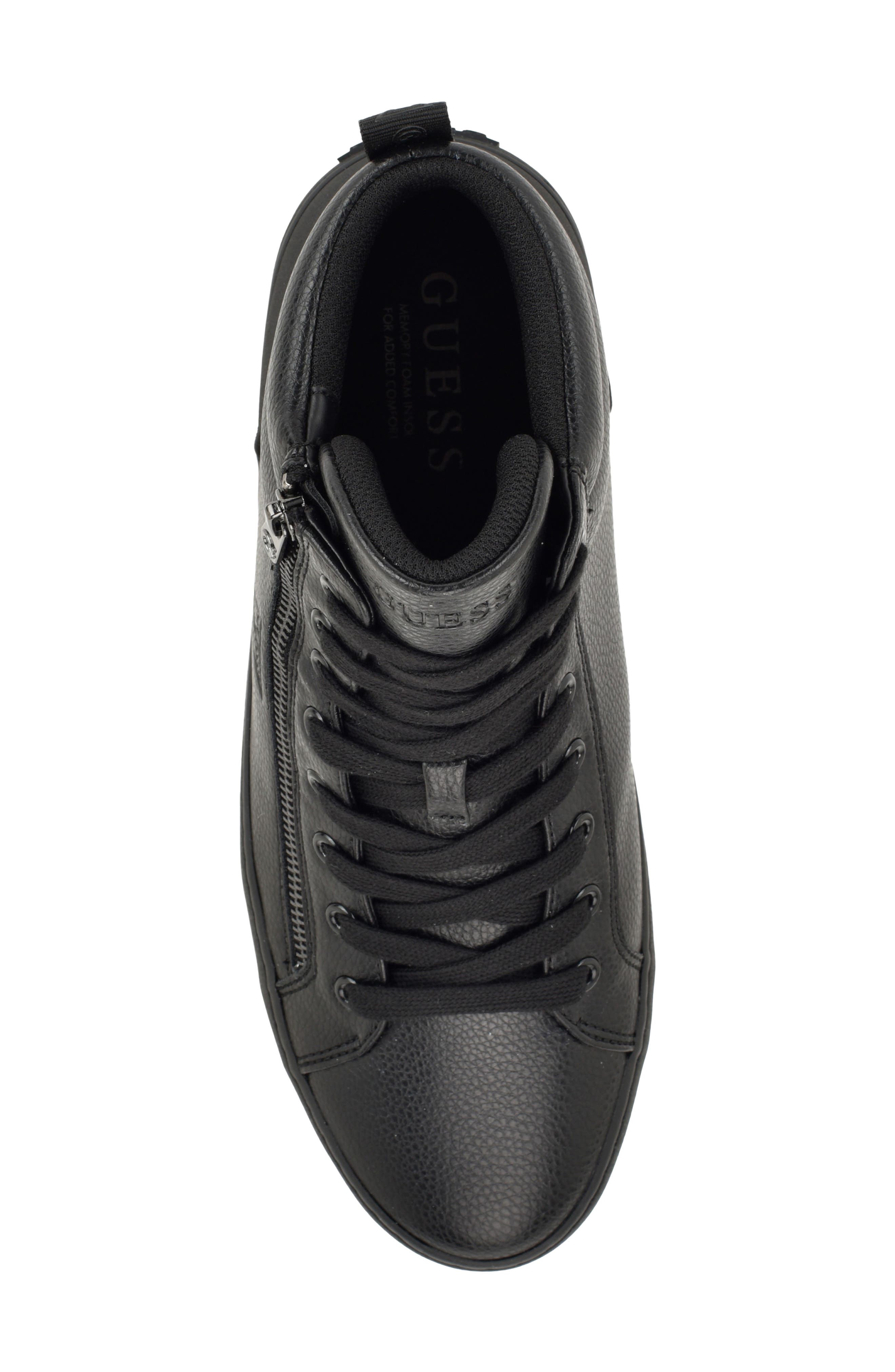 Faux Leather High Top Sneaker, Alternate, color, BLACK/ BLACK