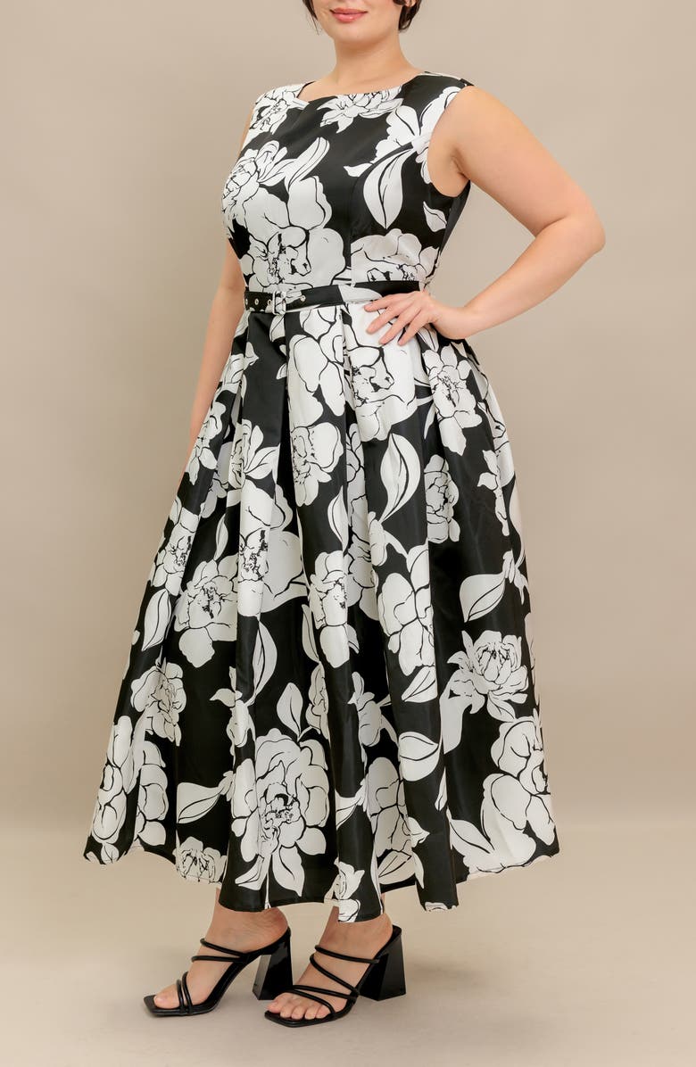 FLYING TOMATO Floral Belted Maxi Dress, Alternate, color, Black
