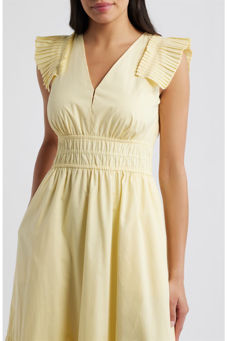 Pleat Sleeve Cotton Dress, Alternate, color, BUTTERCUP