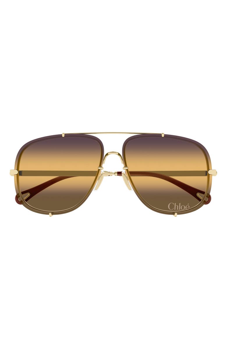 Chloé 62mm Gradient Square Sunglasses, Main, color, Gold