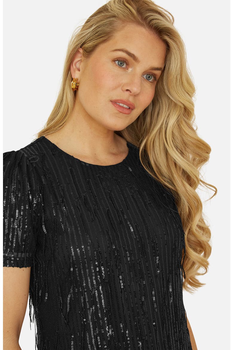Dripping Sequin Tunic Dress, Alternate, color, Black