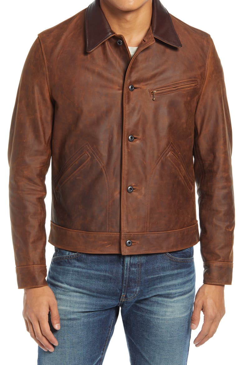 Leather Mechanics Jacket, Alternate, color, BROWN