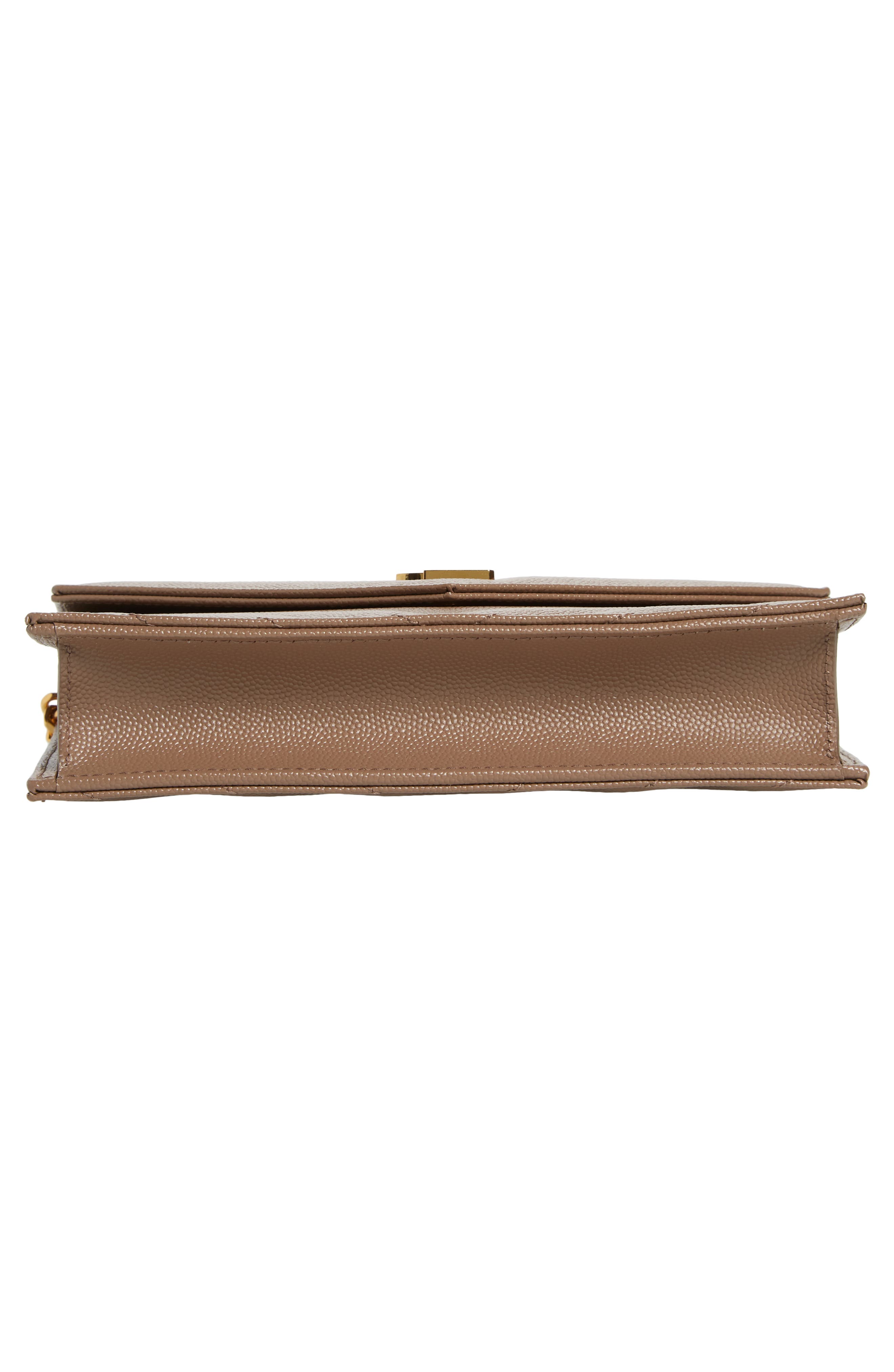 Cassandre Matelassé Leather Envelope Wallet on a Chain, Alternate, color, TAUPE