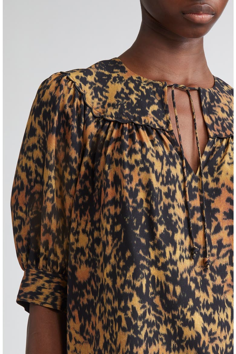 Blaire Leopard Print Short Sleeve Top, Alternate, color, SAVANNAH