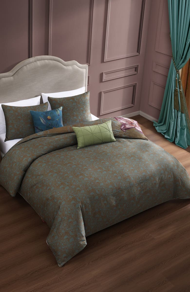 Bebejan Birds on Chocolate Reversible 5-Piece Comforter Set, Alternate, color, Brown