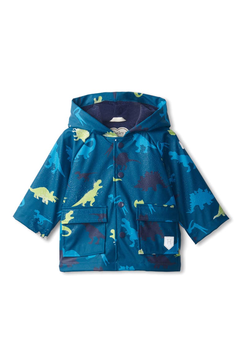 Real Dinos Color Changing Hooded Raincoat, Main, color, BLUE
