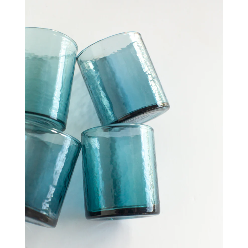 Creative Women Handblown Hammered Glasses In Blue