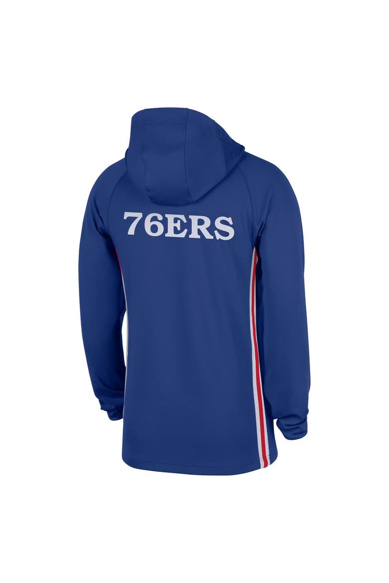 Men's Nike  Blue Philadelphia 76ers Authentic On Court Zone Quarter-Zip Dri-FIT Hoodie Jacket, Alternate, color, Blue